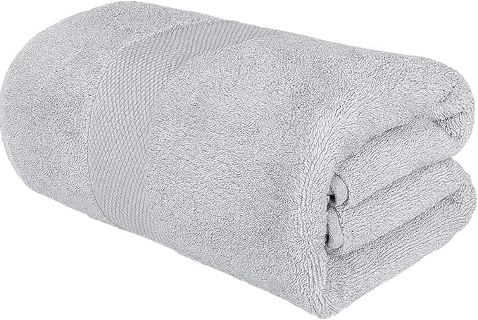 Sol Suave 1 Piece Egyptian Cotton Bath Towel - Ultra Soft & Highly Absorbent, Quick Dry Wash Cloths (Silver, Large Bath Towel (160 x 90 cm))
