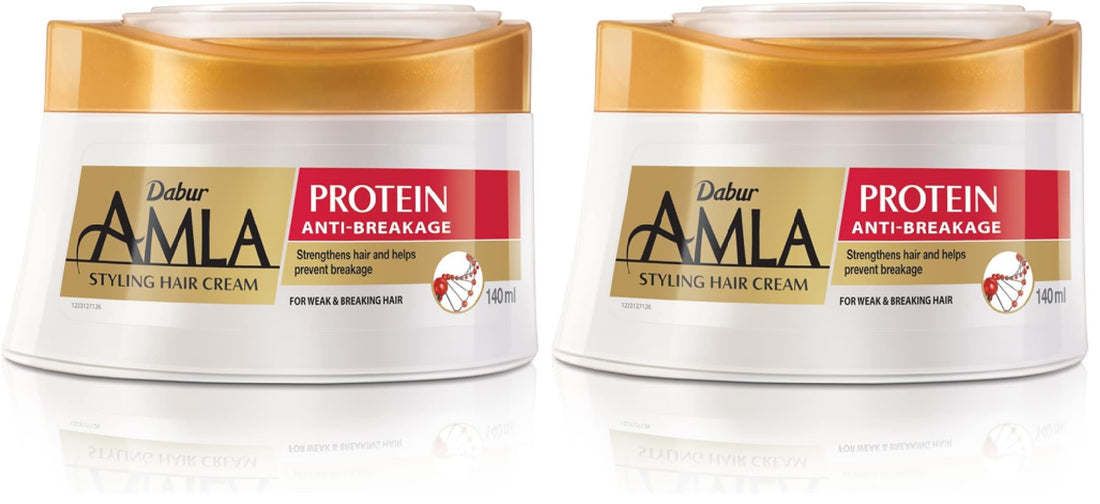 Dabur Amla Protein Styling Hair Cream (125mL) | Strengthens Hair and Prevents Breakage | Non-Sticky and Non-Greasy | 24-Hour Active Nourishment (Pack of 2)