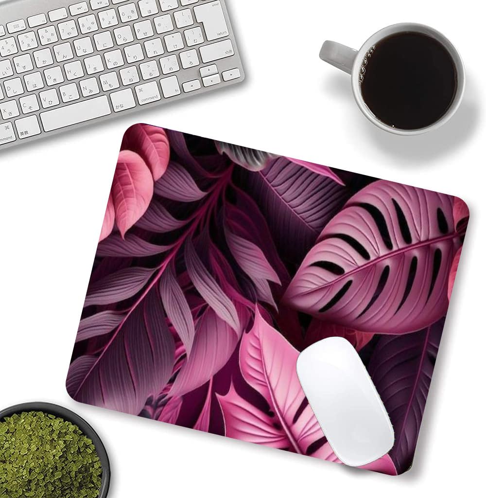 Atractive Mouse Pad with Bright Colors, Soft and Flexible, Waterproof, Edges Non-Slip Mousepad for Computer, Office, Keyboard, Laptop, High Quality, 22x18cm (LEAVES)