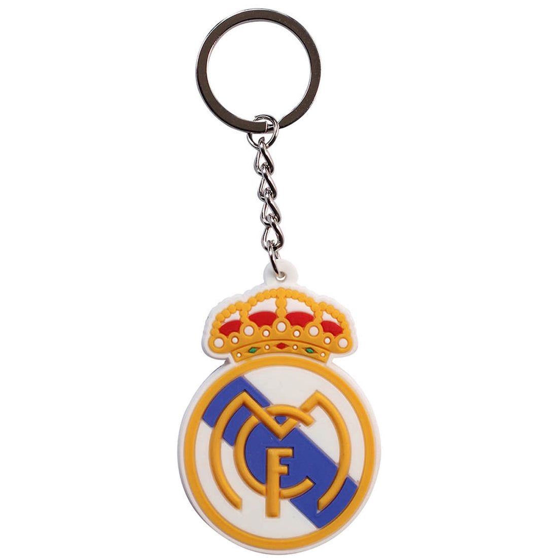 AUGEN Double Sided Rubber Keychain Real Madrid Football Club For Car & Bike Gifting With Key Ring Anti-Rust (Pack Of 1)