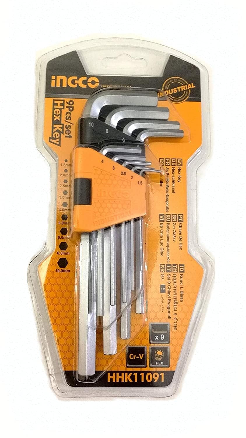 Ingco Hex Key Set with Holder, 9 Pieces