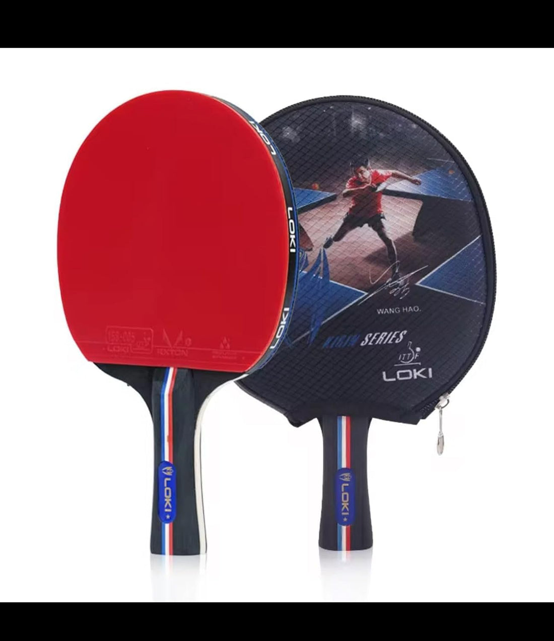 LOKI Professional Table Tennis Racket with Protective Case, High Performance Rubber Surface, Ergonomic Handle, Suitable for Training and Competition (X1)