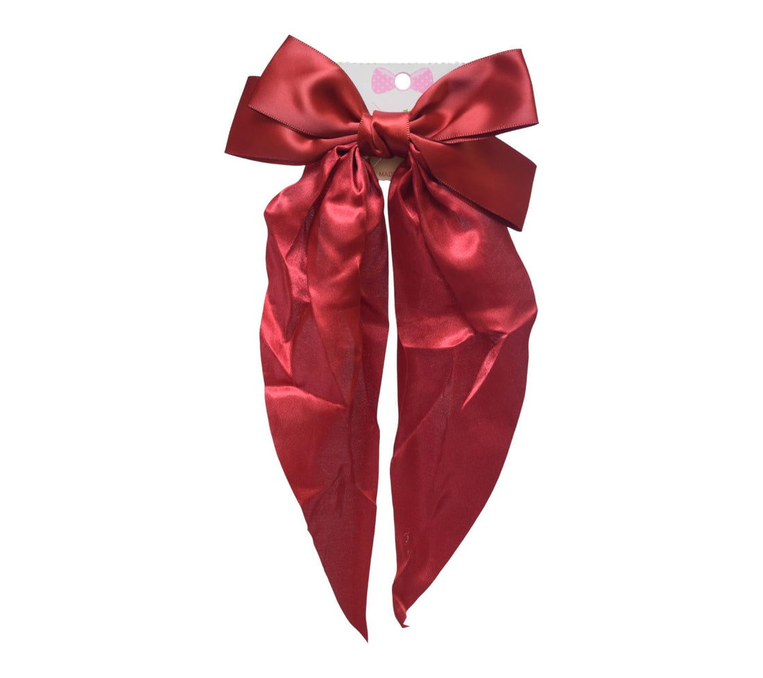 Daphne Girls' Satin Bow Hair Clip - Red