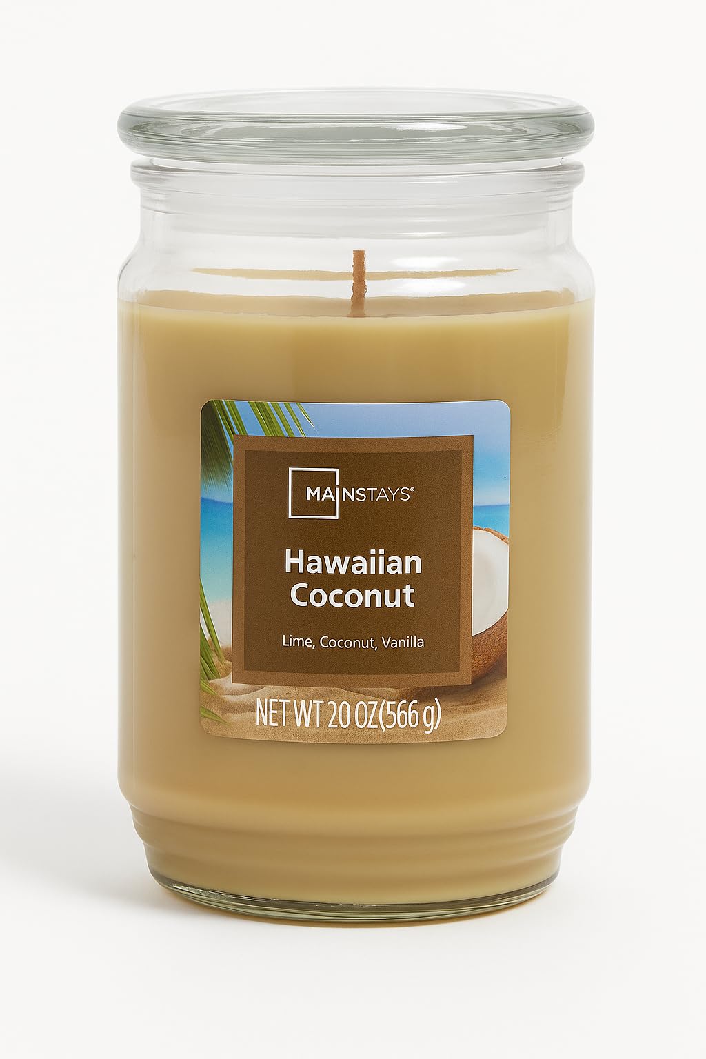 Kanawaty Scented 20 oz Candle Jar, HAWAIIAN COCONUT, Up to 120 Hours of Burn Time, Single-Wick