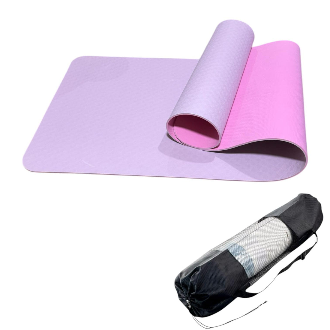 Premium Yoga Mat Thick Non Slip Eco Elastic Rubber Fitness Exercise Pilates Mat Double Sided Unisex Yoga Mat 1.83cm x 61cm x 0.6cm with Storage Bag Included (Light Purple-Pink)