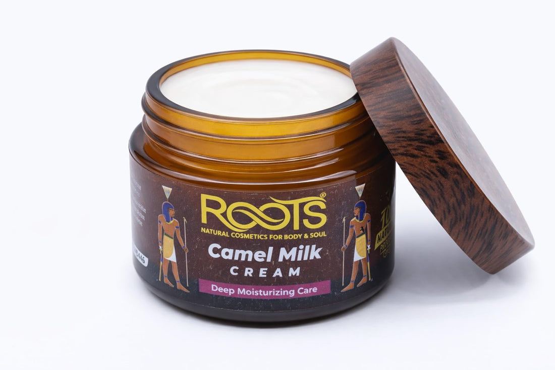 Roots Deep Moisturizing Camel Milk Cream with Vitamin C and AHA Acids, Shea & Cocoa Butter, for Face and Body Camel milk cream