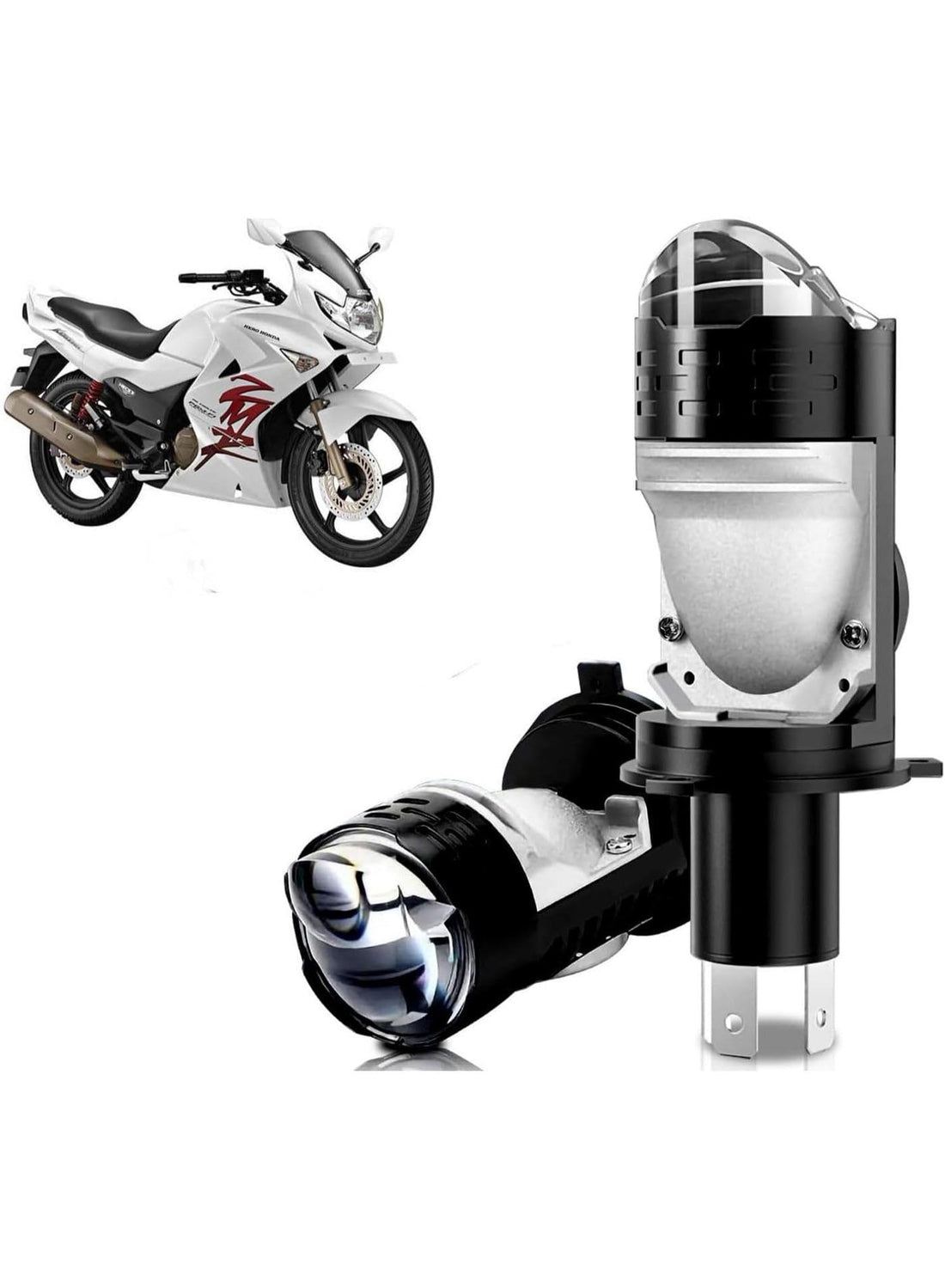 H4 LED Projector Lens Motorcycle Headlight Bulbs, 8000LM, CSP Chip, High/Low Beam, 45W-55W, Canbus, 6000K White Light, 12/24V