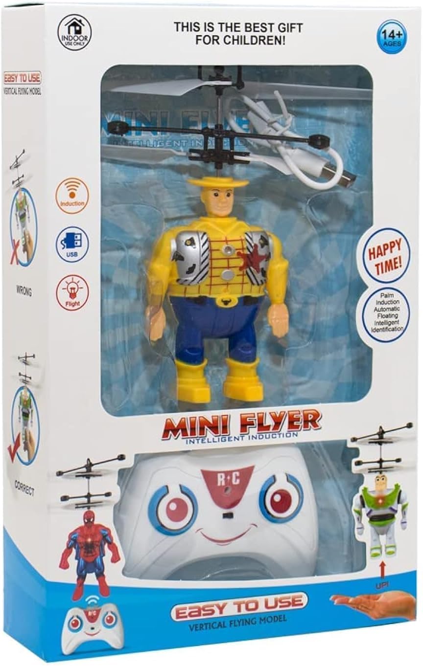 GHAZAL Kids toy cartoon helicopter yellow remote control baby toy with charging arm