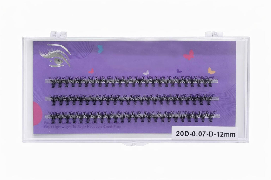 Wispy Individual Lash Clusters 60pcs, 12mm 20D Curl DIY Eyelash Extensions, Soft Lightweight Cluster Lashes with Thin Flexible Band for Natural Enhanced Look