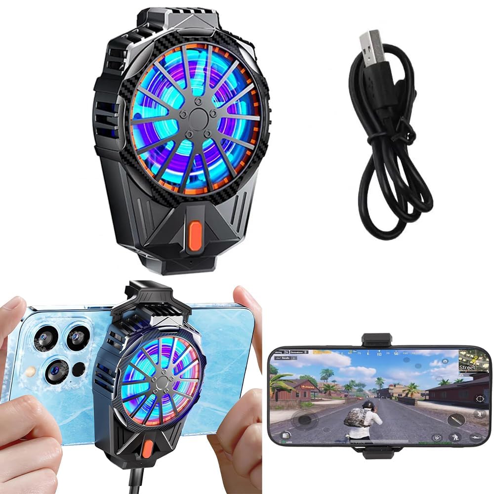 ZORBES® Plug & Play Phone Cooler for Gaming Fan Universal Mobile Cooler for iPhone Android Smartphones from 4.5 to 7 inch Cell Phone Gaming with 3 Cooling Speeds & 3 Seconds Rapid Cooling