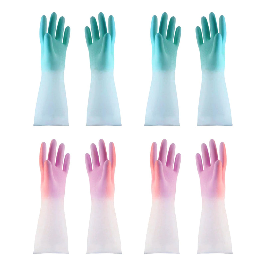 YHNNH Rubber Dishwashing Gloves for Kitchen 4 Pairs Cleaning Household Dish Washing Reusable & Waterproof Latex Glove(LARGE)