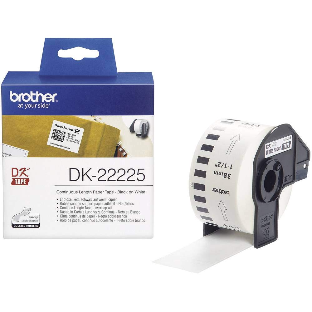 Brother DK22225 Thermal Paper Continuous Tape (White) Width: 38mm Length: 30.48m For QL Label Printers