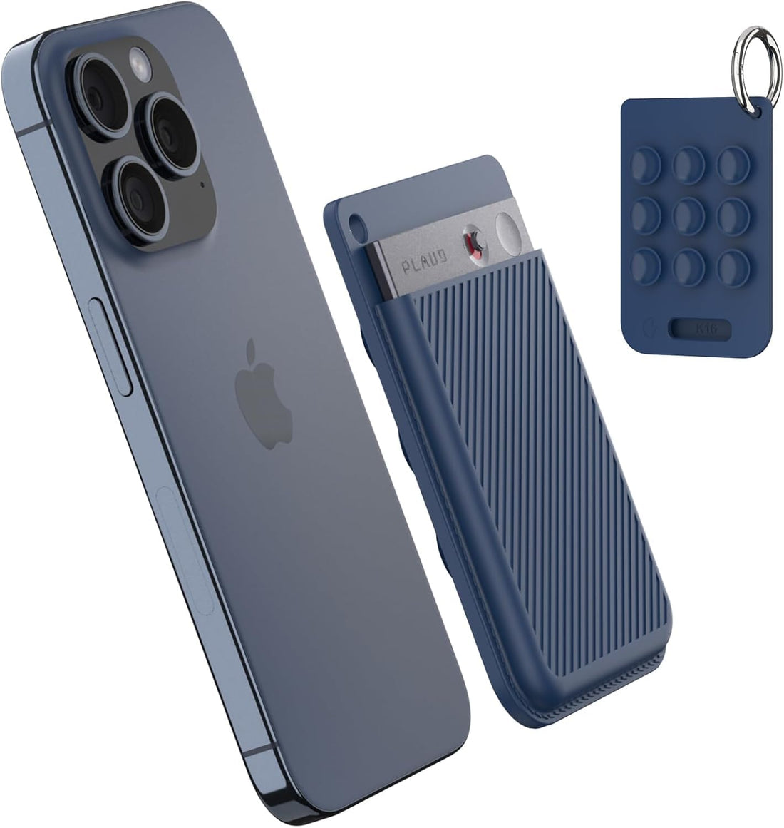 Silicone AI Voice Recorder Suction Cup Case Cover,Suction Cup Holder for PLAUD Note Voice Recorder with Key Ring,Suction Protective Case Cover Compatible with PLAUD Note Voice Recorder (DEEP Blue)