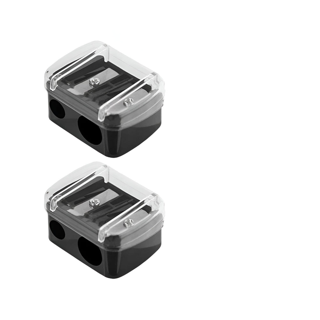 Double Hole - Versatile Sharpener for 8mm & 11mm Pencils, Stainless Steel Cutting Edge, Clear Cover for Collecting Debris, Suitable for Kohl and Lipsticks, Durable Construction, Value Pack of 2 to Use