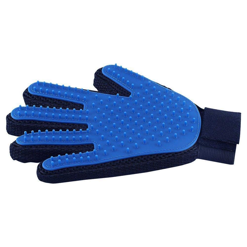 Pet Grooming Glove Gentle Deshedding Brush Fur Gloves Massage Tool Efficient Dog Cat Hair Remover Blue