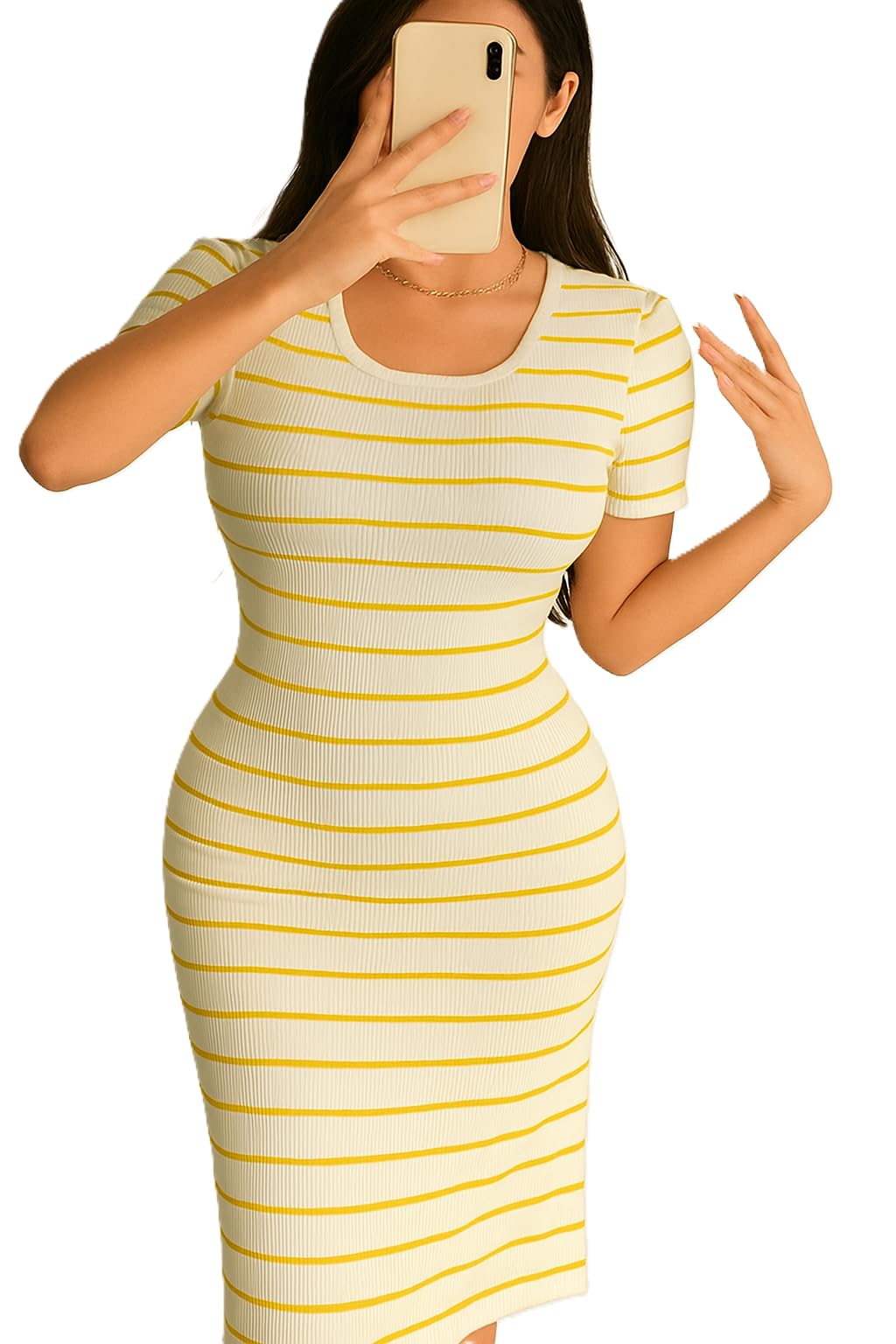 Plus Size Women's Striped Mini Bodycon Dress