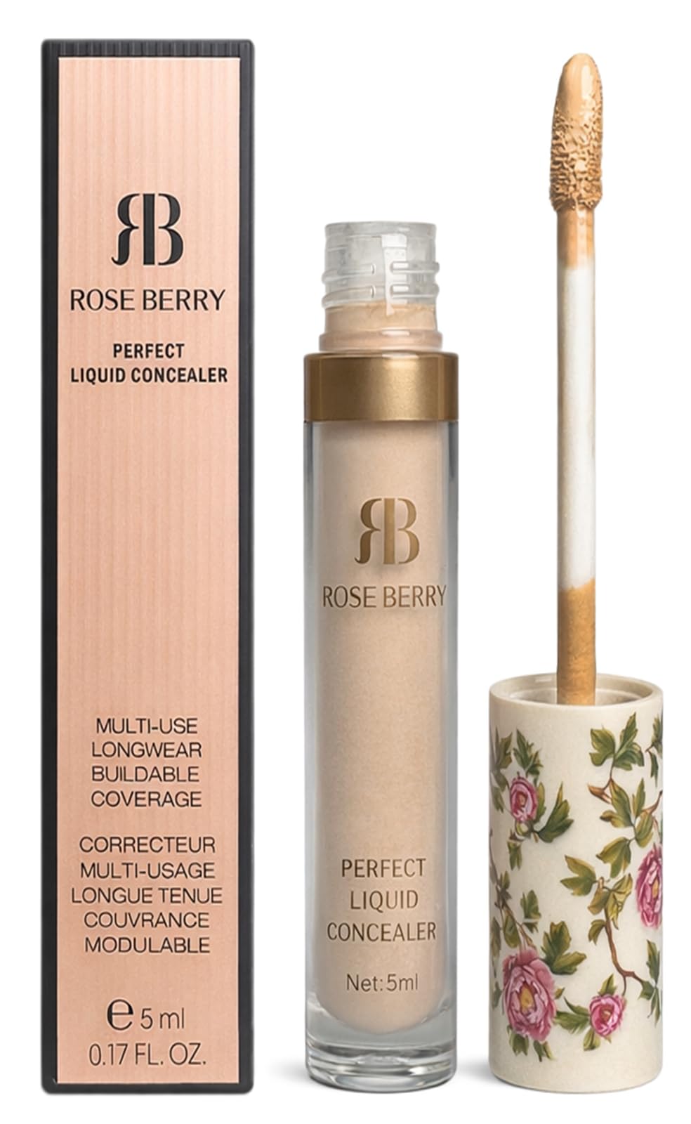 Rose Bery - Liquid Concealer, Multi Use, Longwear & Buildable Coverage, 5 ML, Model - RB-CL1170 (01)