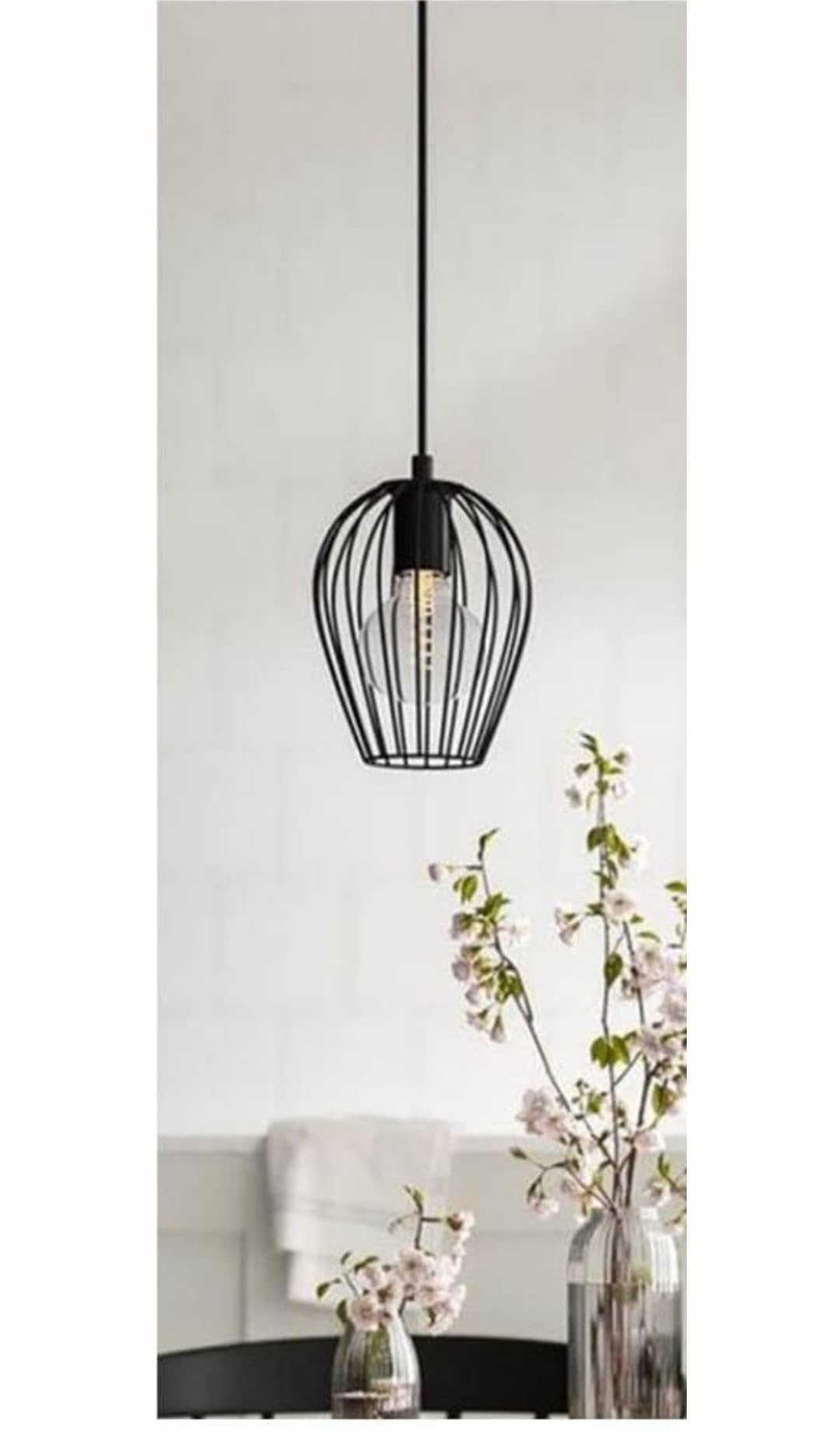 Lotus Metal Hanging Ceiling Light (Black)