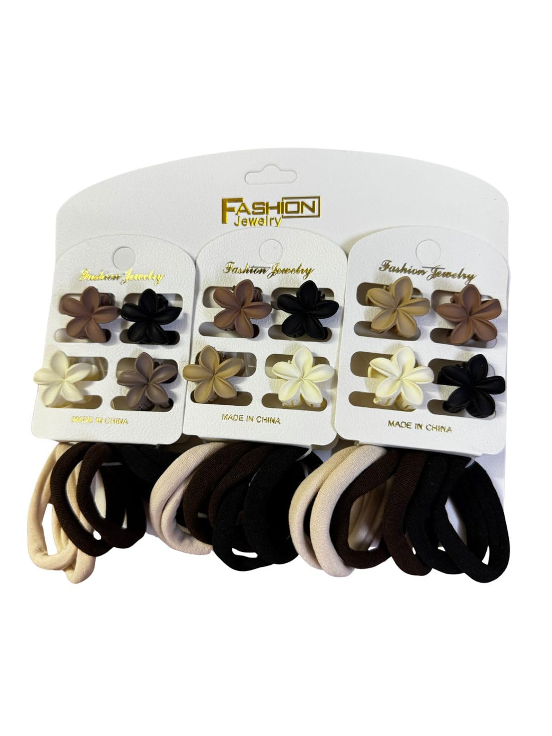 Complete Women's Hair Accessories Set – Elastic Hair Ties and Clips in Elegant Floral Design for Daily Use