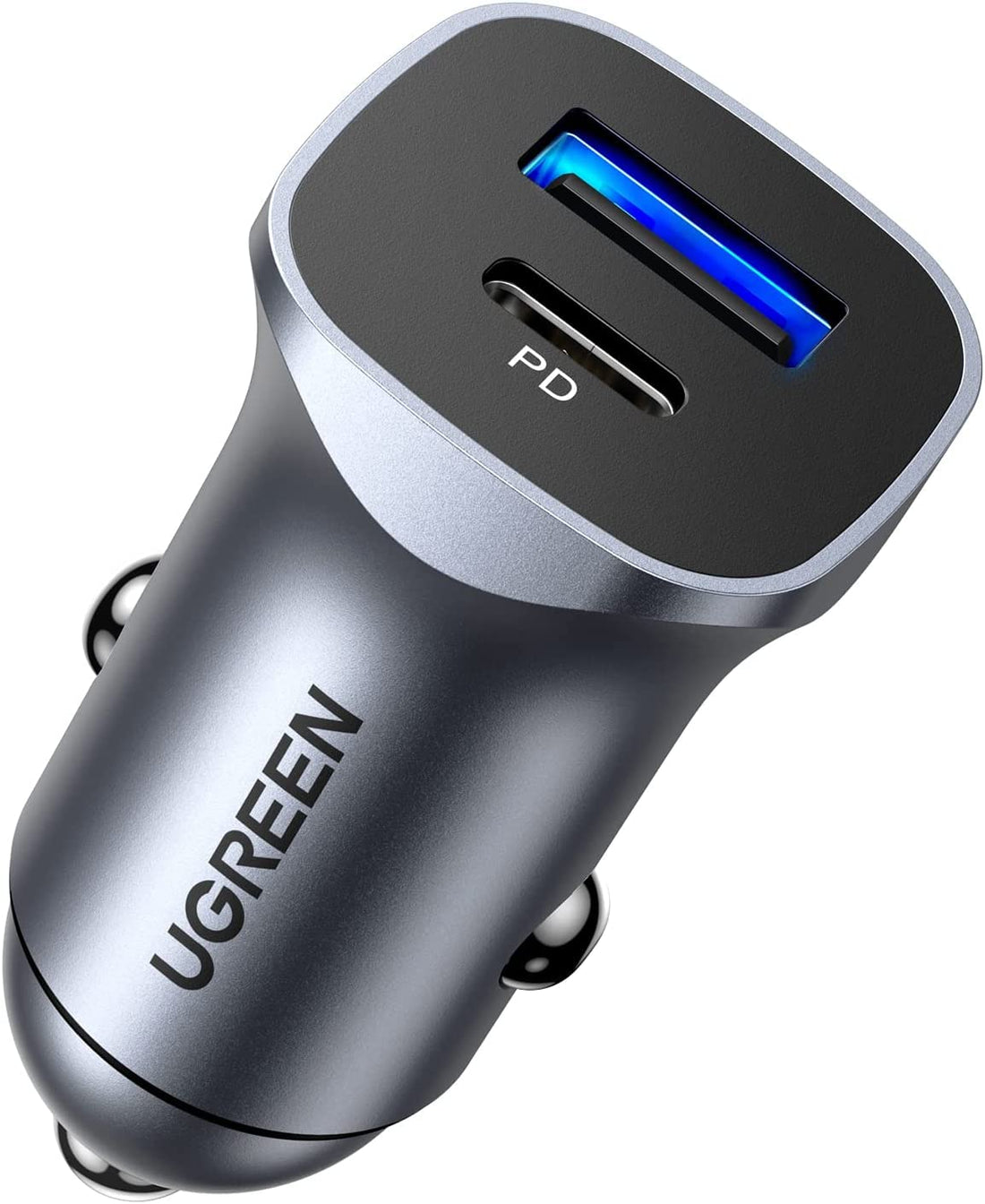 Ugreen USB-C and USB-A QC Aluminum Case Fast Car Charger