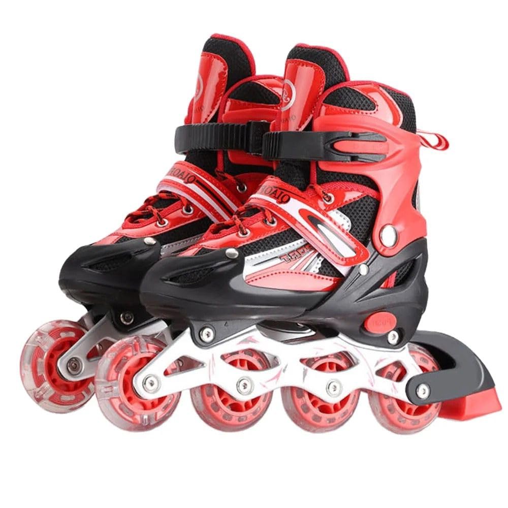 SportQ GoSportQ Comfortable Adjustable LED Front Wheel Roller Skates Outdoor Indoor Inline Skates for Beginners Kids Teens (Meduim 35-38 US, Red)