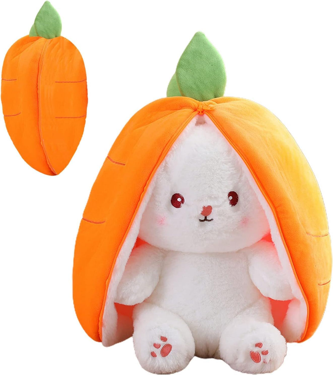 KIDSZONE Rabbit Cuddly Toy Hide 20-25 cm, Rabbit Cuddly Toy Plush Toy, Bunny in Strawberry Bag Soft Toy, Creative Plush Toy Gift, for Boys Girls Babies Children Adults Birthday (Orange)