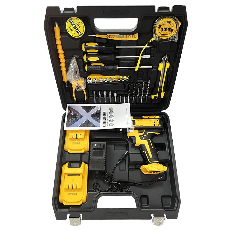 Professional | Power Tool Set | Cordless Drill with 45-Piece Tool Kit | Storage Case for Home Repair & DIY Projects | Yellow and Black