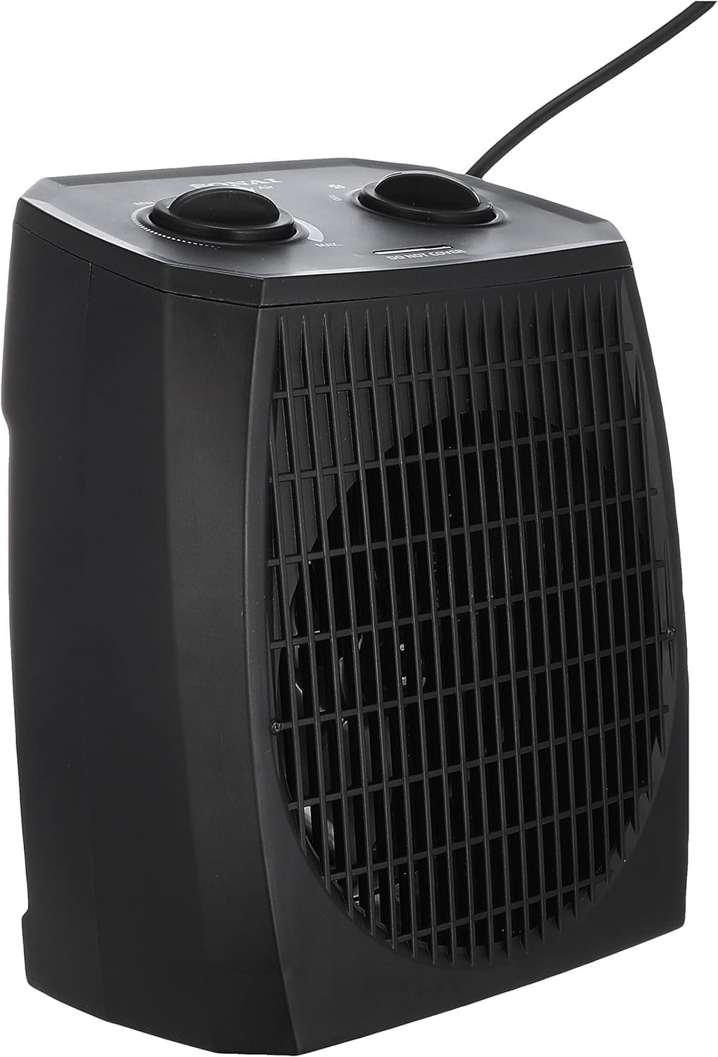 Sonai ComfyAir Fan Heater 1000/2000 Watt 2 Heat Levels Thermostat Black Fan