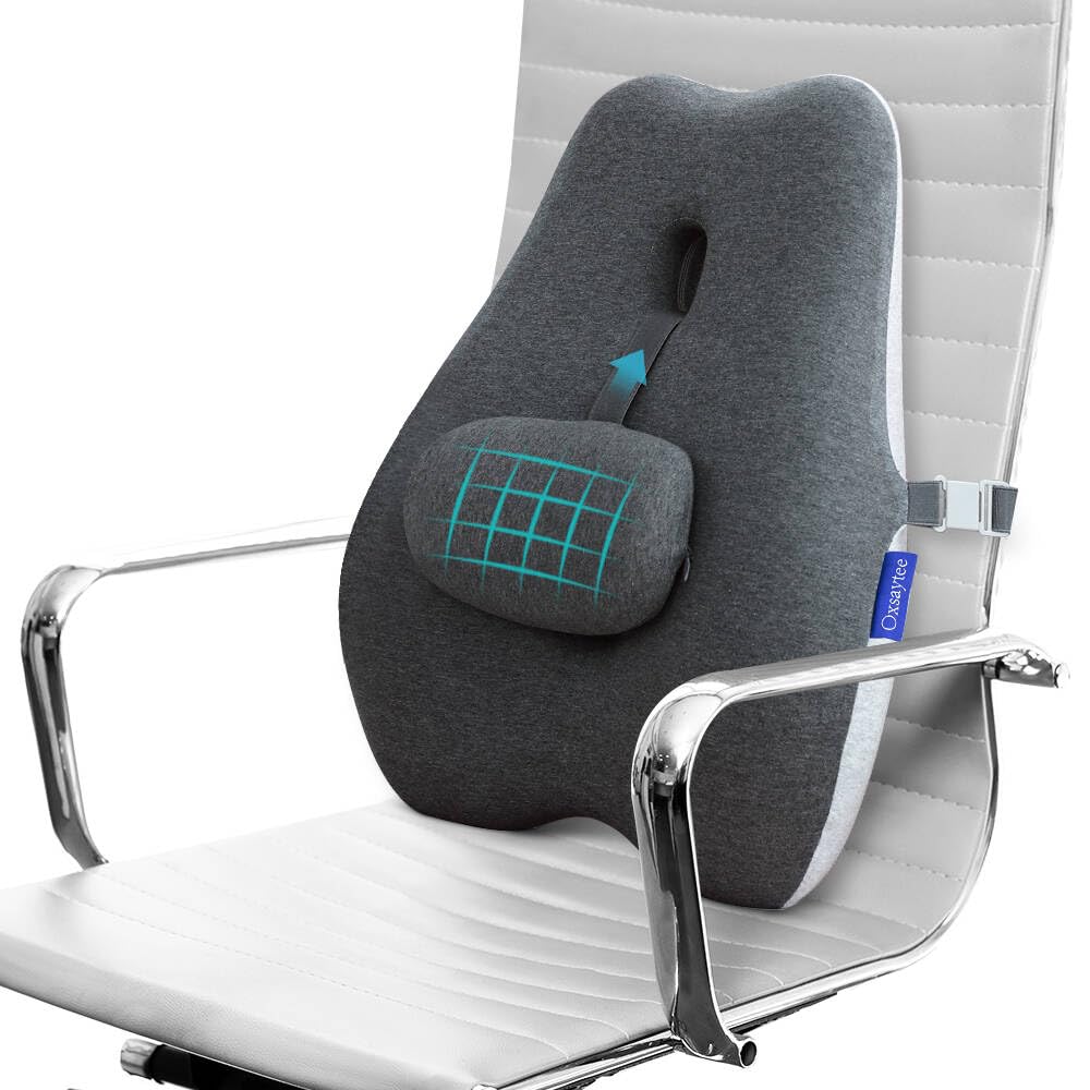 Lumbar Support Pillow for Office Chair Gaming Chair, Ergonomic Memory Foam Back Cushion for Back Pain Relief, Back Pillow Cushion for correcting sitting posture with Breathable Mesh Cover