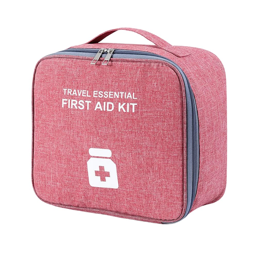 First Aid Bag Empty Travel Medicine Bag Waterproof Medical First Aid Kit Medicine Bag Portable Travel Medicine Holder Large for Home, Office, Wine Red