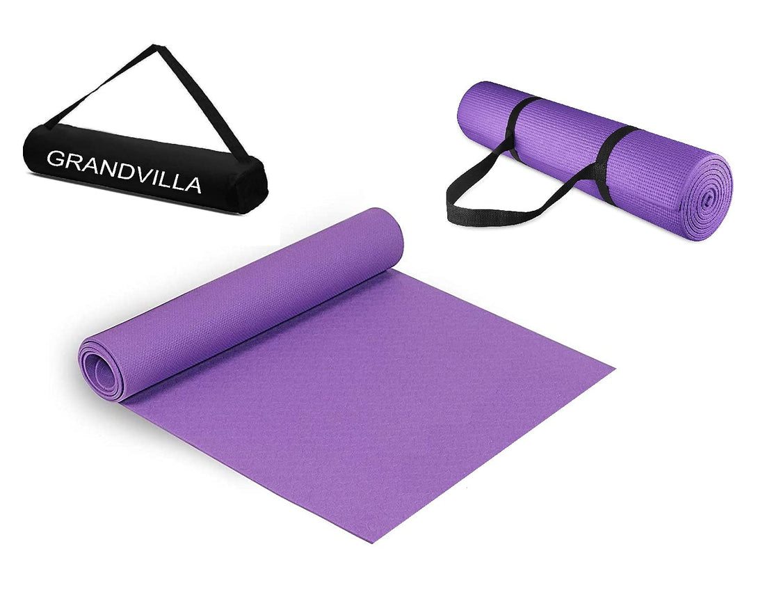 GRANDVILLA Yoga Mat for Gym Workout and Yoga Exercise with Extra Thickness, Anti-Slip Yoga Mat for Men & Women Fitness (8MM, Purple)