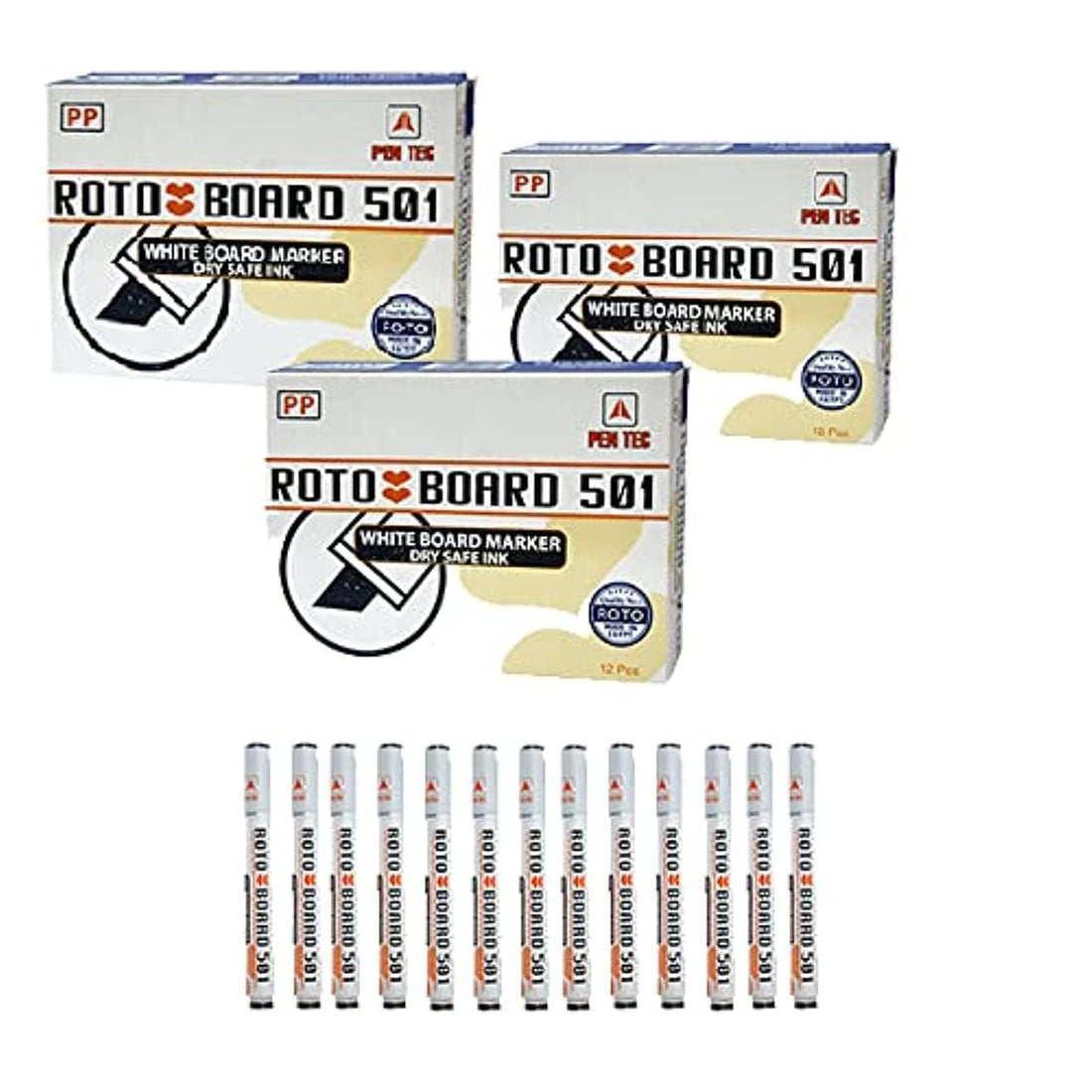 Roto Board Marker (Red, Blue, Black) - 36 Pieces, Set of 3 Box