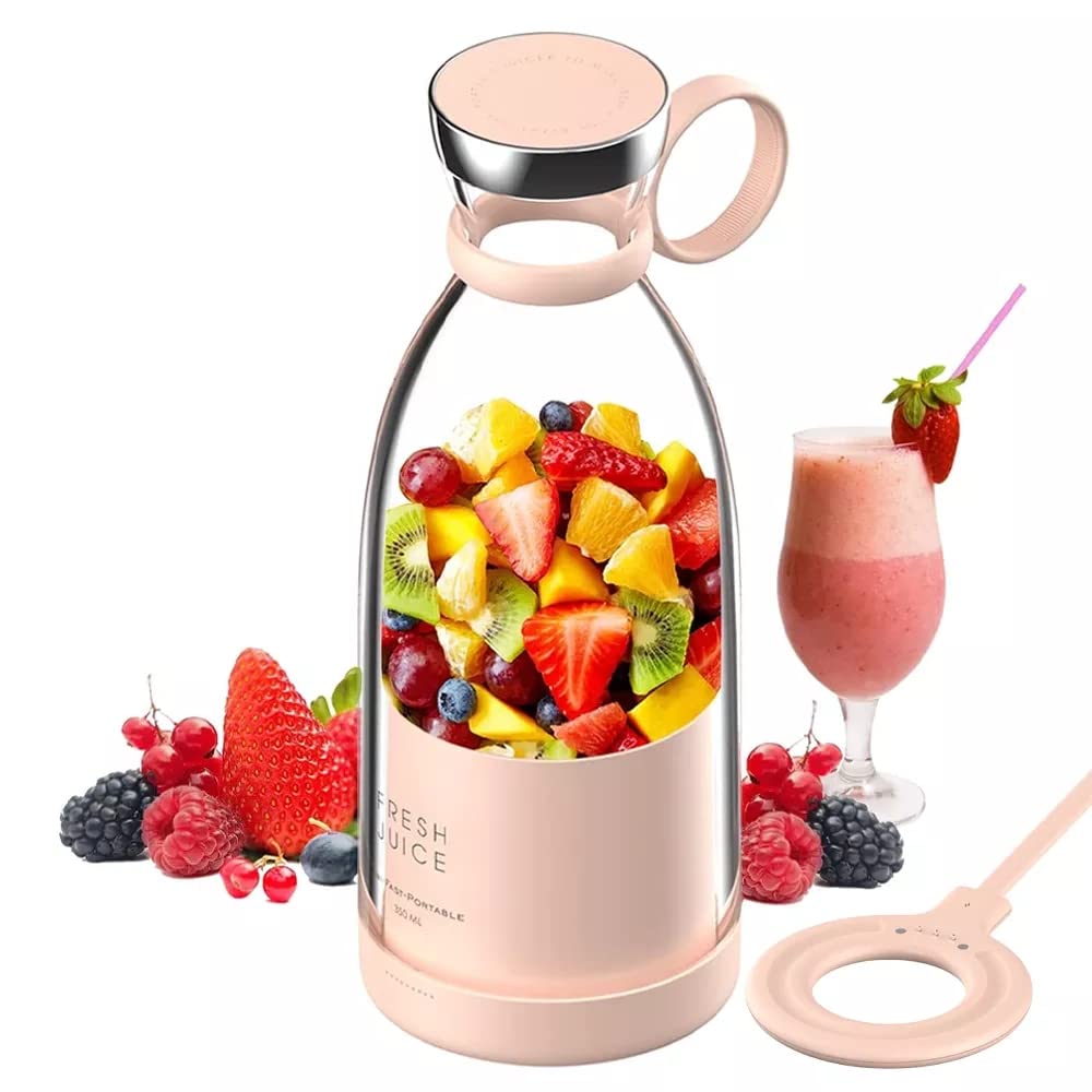 UTIZ Mini Blender Smoothie Makers Portable Blender Multifunctional Personal Blender with Magnetic USB Rechargeable for Baby Food, Travel, Office, Gym, Picnic 350ml (Pink)