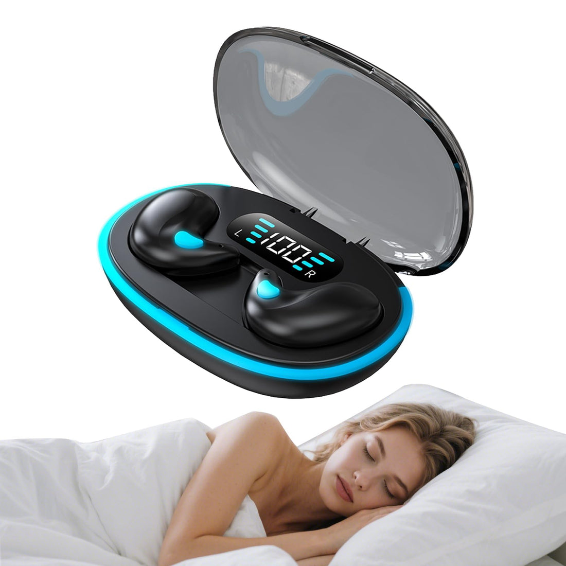 Bluetooth Invisible Sleep Earbuds Wireless Small Sleeping Headphones Noise Cancelling Flat Earphones for Side Sleeping Sleepers Waterproof Hidden Ear Buds for iPhone Android Audiobooks Work Sports