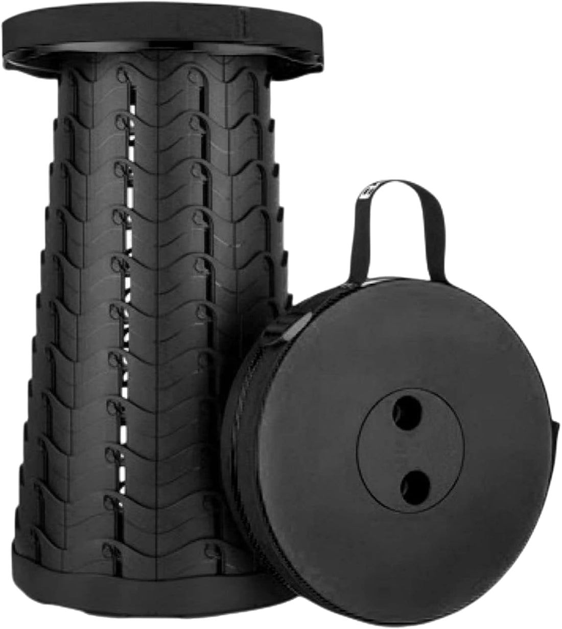 Retractable folding stool chair for camping travel small portable lightweight collapsable foldable seat chair for fishing bbq outdoors indoors kitchen bbq (foldable stool black)