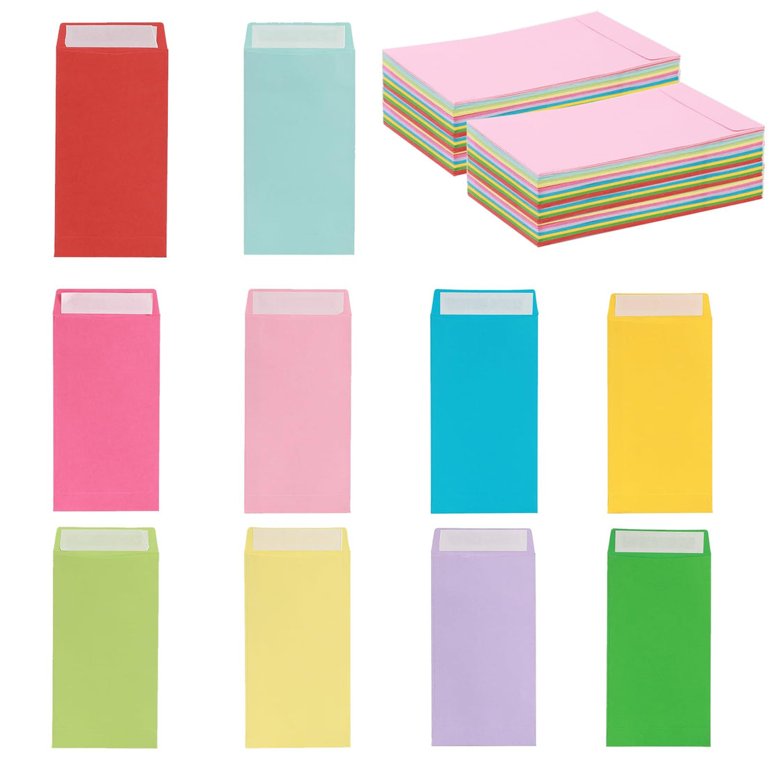 50 Pack Money Envelopes, 6-1/2"X 3-1/2" for Cash Saving Challenges and Budgeting (Multicolor)
