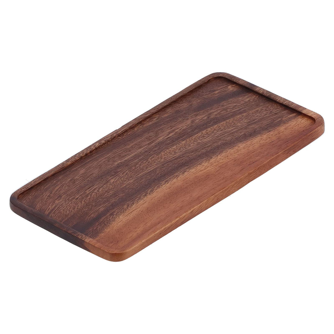 Tea Set Tray, 9.8 x 4.7 in Walnut Wooden Tray Chinese Style Rectangle Wood Tray, Clear Texture Tray for Serve Fruit and Tea Sets