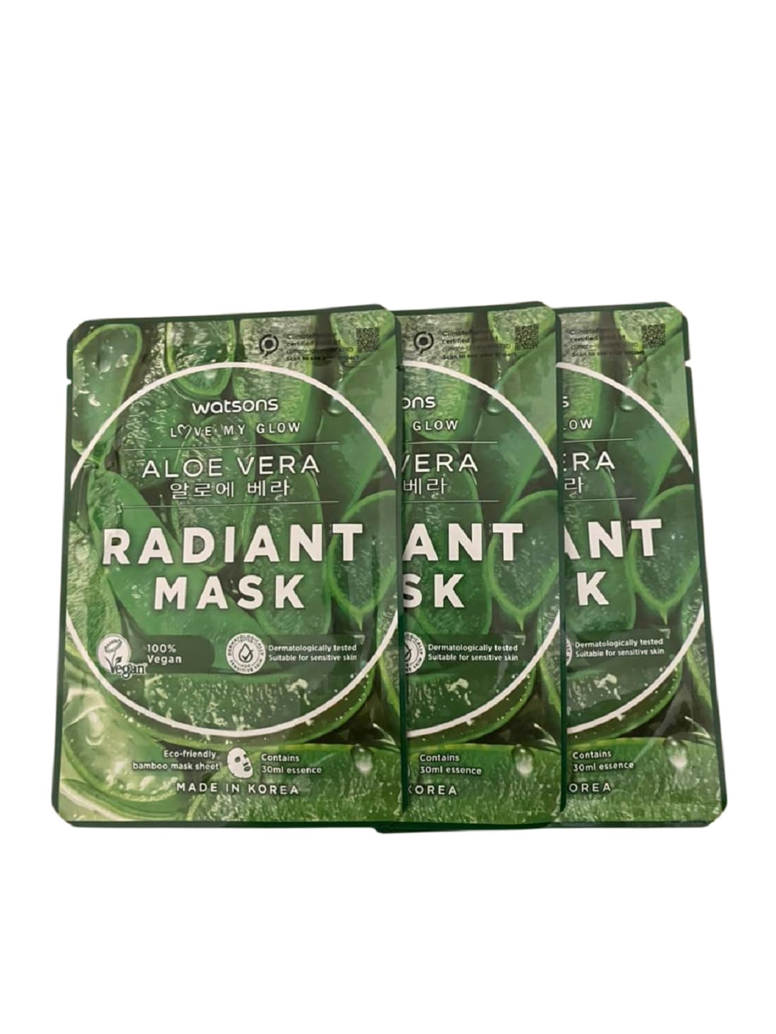 Love My Glow Aloe Vera Radiant Mask, 100% Vegan, Dermatologically Tested, Sensitive Skin, 30ml, Made in Korea