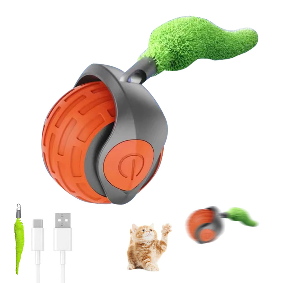 Cat Toys Interactive Ball, Intelligent Electric Automatic Bouncing Ball for Dogs, Rotating Cat Ball Toy, Interactive Rechargeable Ball Through Type C