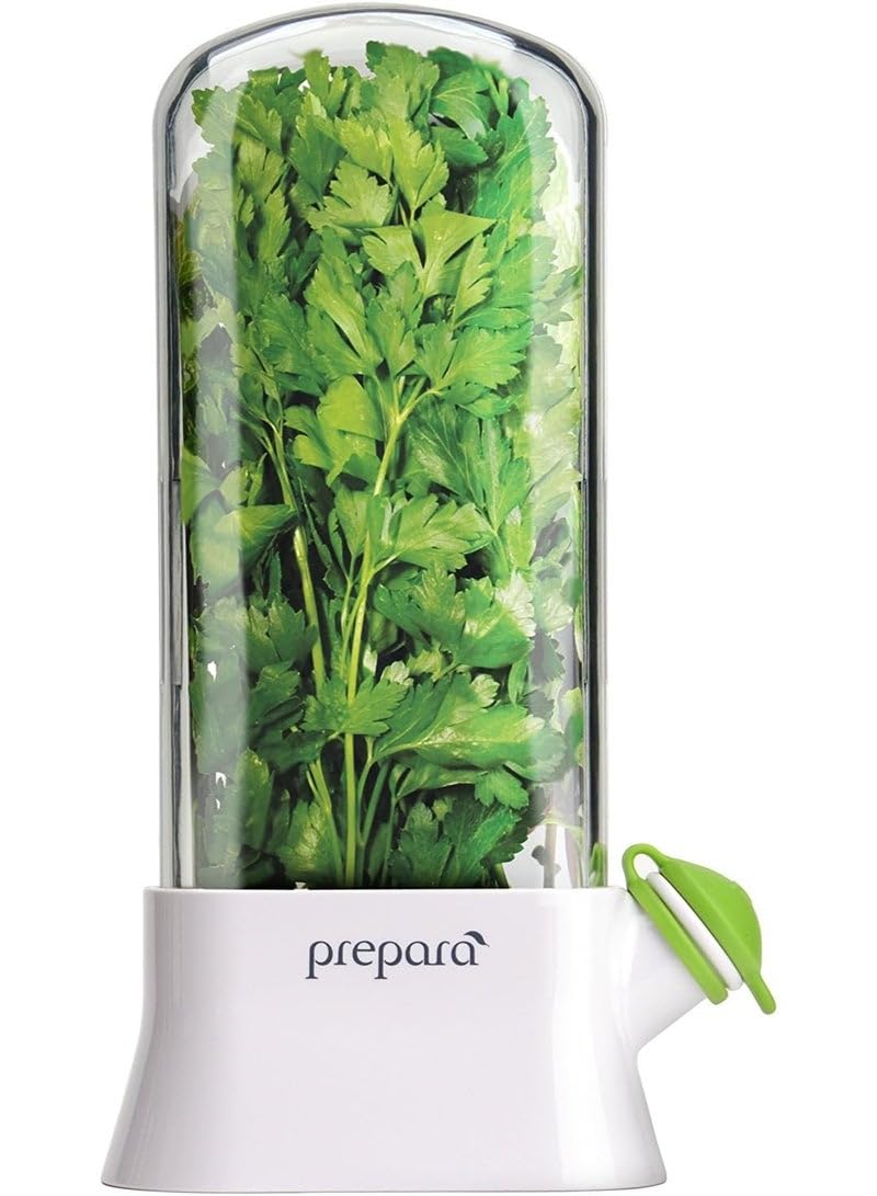 Fresh Herb Keeper for Refrigerator Green Plastic 700ml Clear Window Herb Storage Container