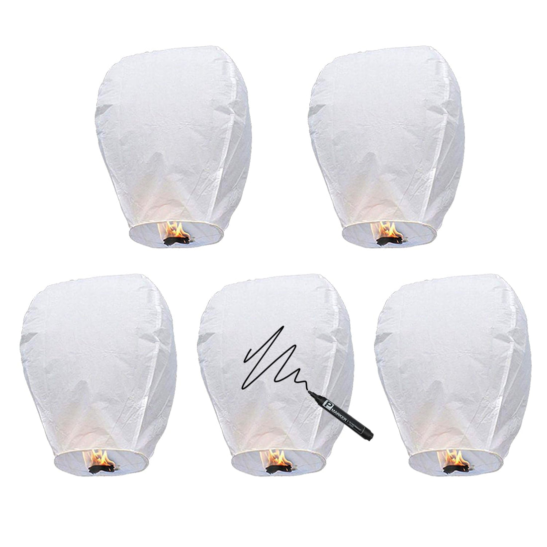 Wonka CHAO LA Chinese Sky Lanterns to Release (5 Pack) 100% Biodegradable Paper Memorial Sky Lanterns, Eco Friendly Outdoor Flying Lanterns Suitable for Weddings - Anniversaries or Other Events, White