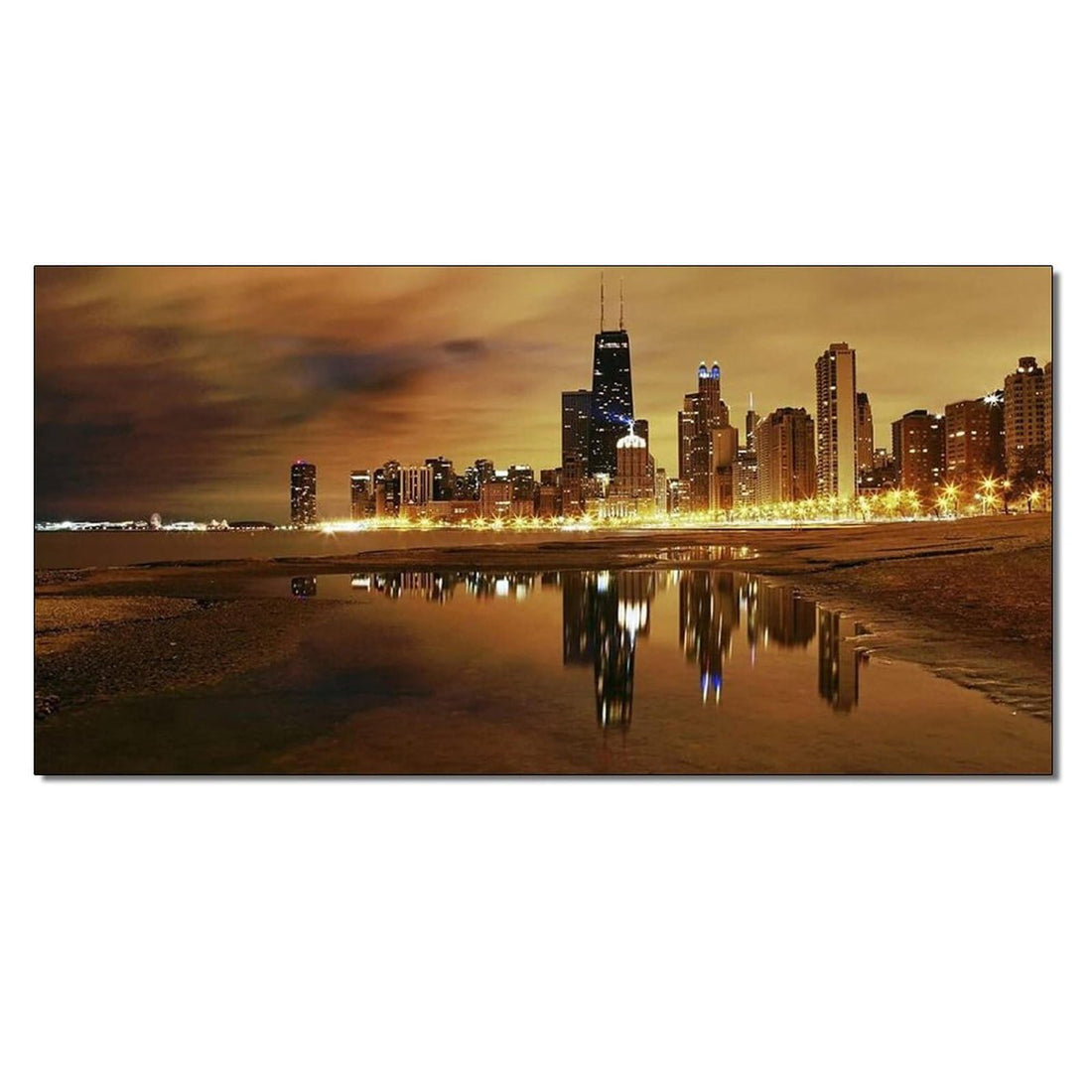 Posters Chicago Cityscape Architectural Art Poster City Skyline Landscape Poster Canvas Painting Posters And Prints Wall Art Pictures for Living Room Bedroom Decor 20x40inch(50x100cm) Frame-style