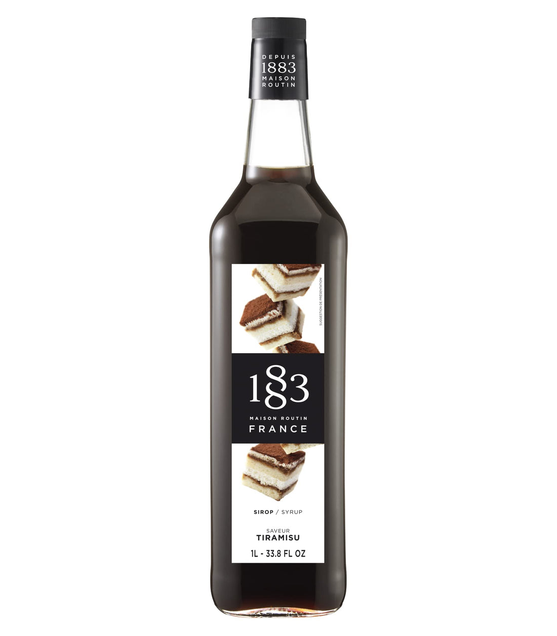 1883 MAISON ROUTIN FRANCE,Tiramisu Syrup Glass Bottle, 1 Liter, Made in France.