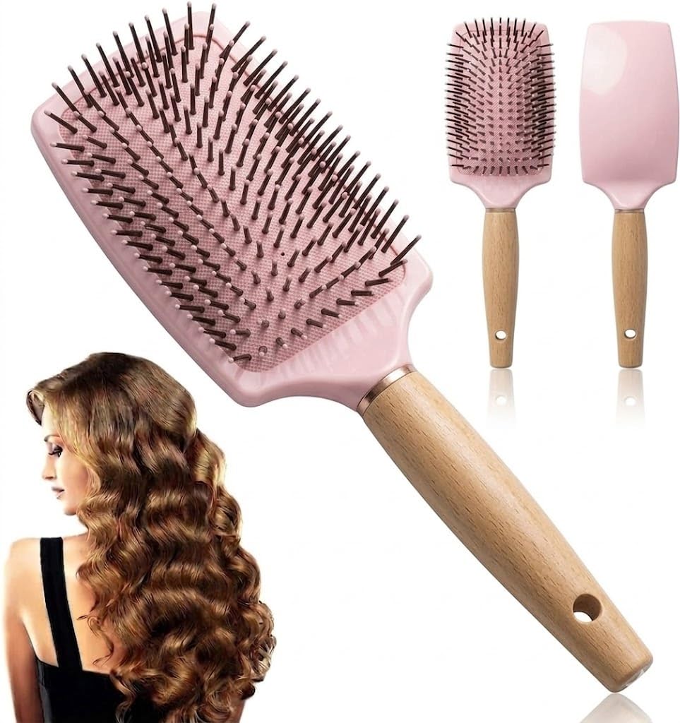 Hair Styling LARGE Paddle Brush Daily Hair Care Hair Styling Brush Nylon Bristle Anti Static Scalp Massage Paddle Detangling Oval Cushion Hair Brush-MULTICOLOR-