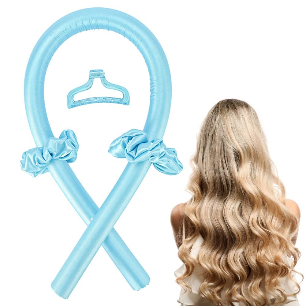 Heatless Curling Rod Headband for Long Hair, No Heat Hair Curler Rollers Set can Sleep in Overnight, Satin Curl Ribbon Hair Wrap with Scrunchie and Hair Clips Gets Natural Waves(Multi Color)