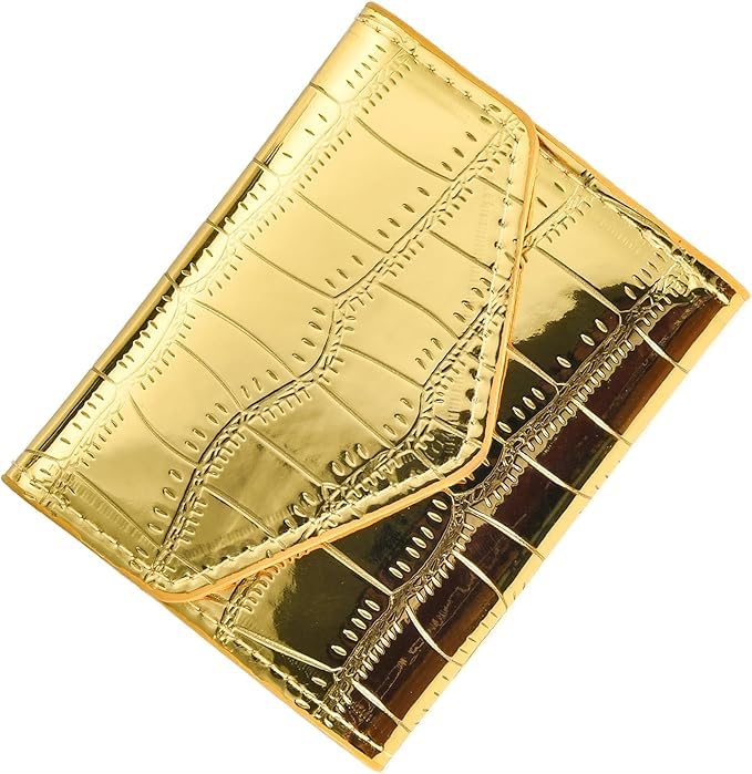 ZonShop Luxury Women Wallet Crocodile Design Credit Card Holder Cash Purse Stylish Small Pocket Wallet for Women Girls Multipurpose ID Card ATM Card Case (Gold)