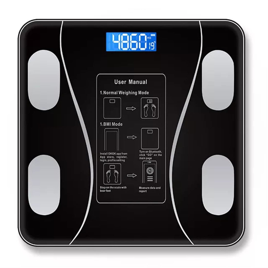 DSFENTZC Body Scale Smart Weighing Scale Bluetooth-compatible Electronic Intelligent Weight Loss Body Fat Scale Balances (Color : Silver)