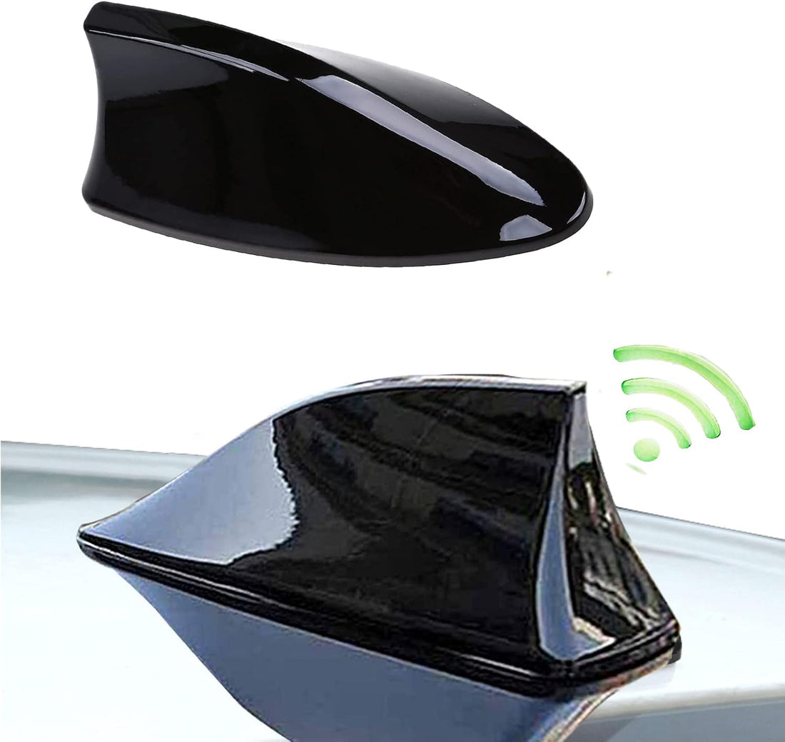 Universal Car Roof Antenna Shark Fin 17cm Radio Antenna for AM FM Car Antenna Radio Signal for Most Cars - Radio Signal Antenna - Black - KaberTrade