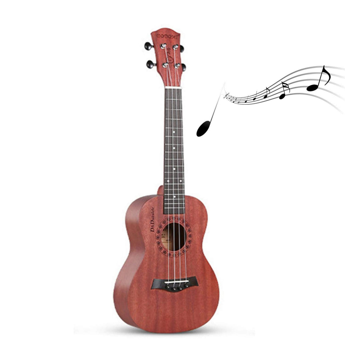 23In Ukulele Mini Guitar Instrument Ukulele Kit with Bag Tuner Strap String Gift for Beginner Coffee Brown