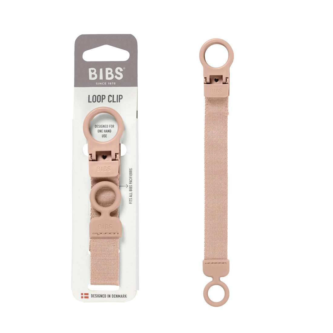 Bibs Pacifier Clip Loop Blush